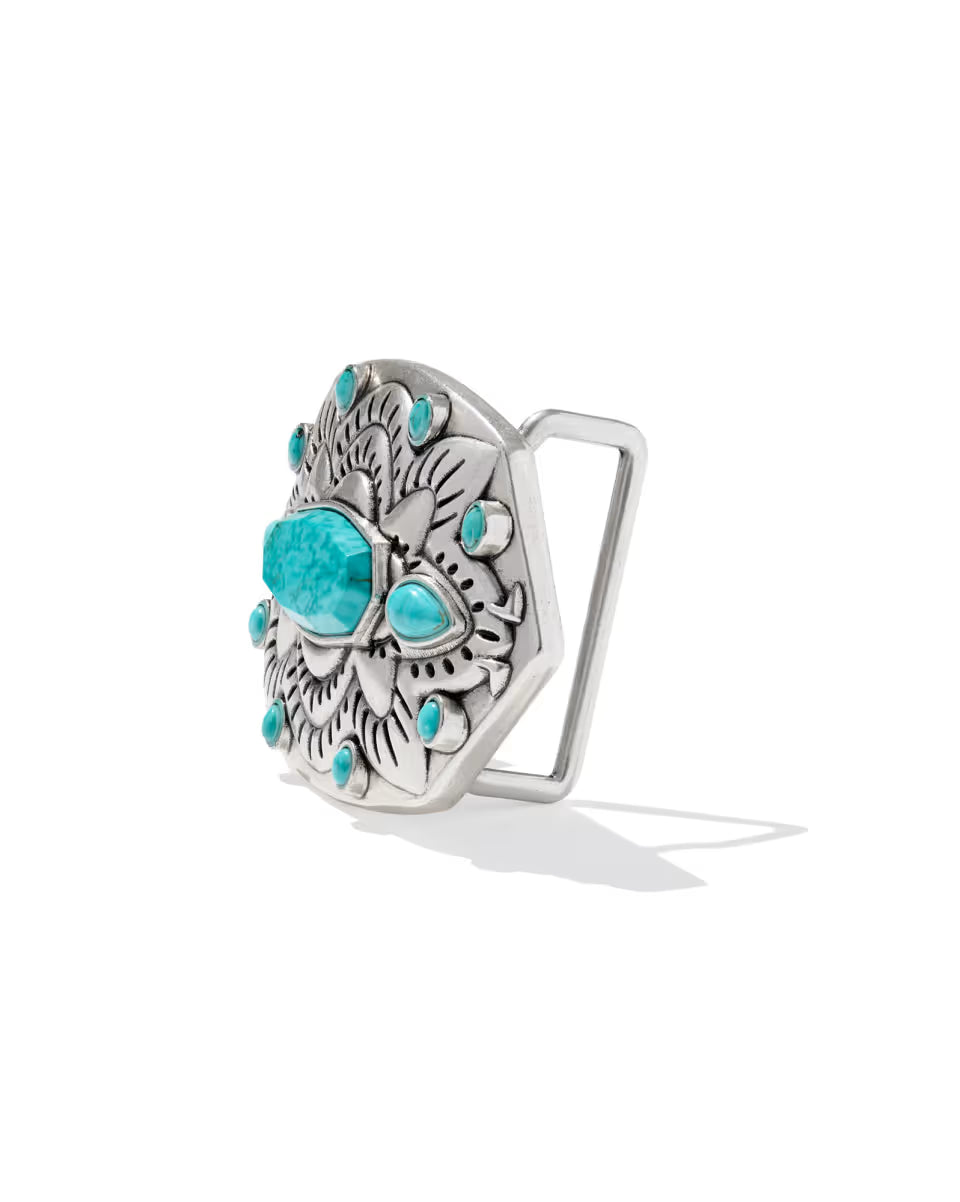 Concho Buckle with Stone in Variegated Turquoise Magnesite