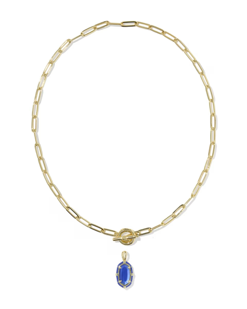 Elisa Gold Enamel Link and Chain Necklace
