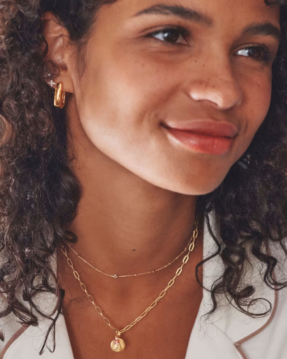 Michelle 14k Yellow Gold Strand Necklace in White Diamond