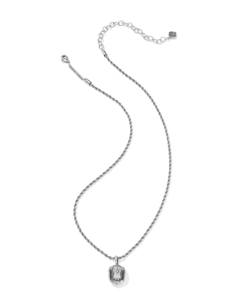 Tiny Cowboy Hat Vintage Silver Short Pendant Necklace