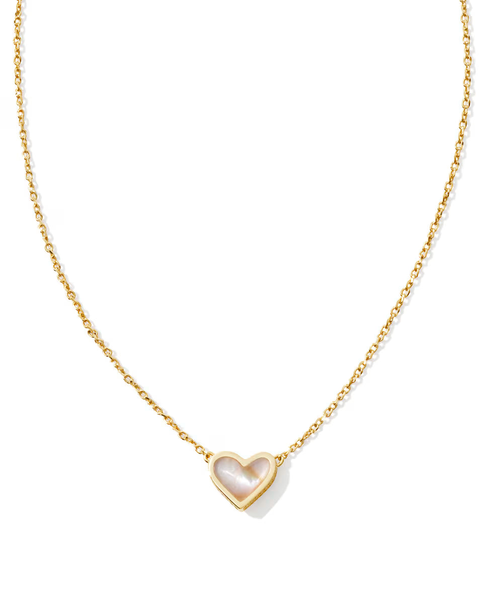 Framed Ari Heart Gold Short Pendant Necklace in Light Pink Drusy
