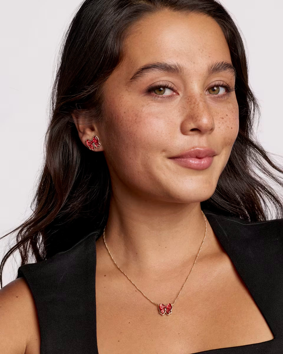 Haley Bow Gold Stud Earrings