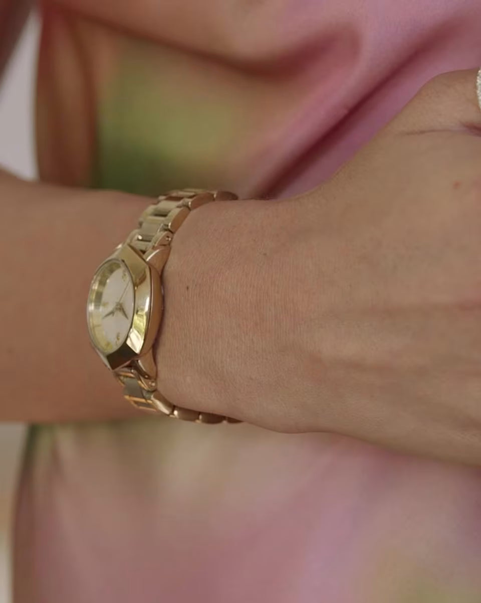 Dira Gold Tone Stainless Steel 28mm Watch in Ivory Mother-of-Pearl