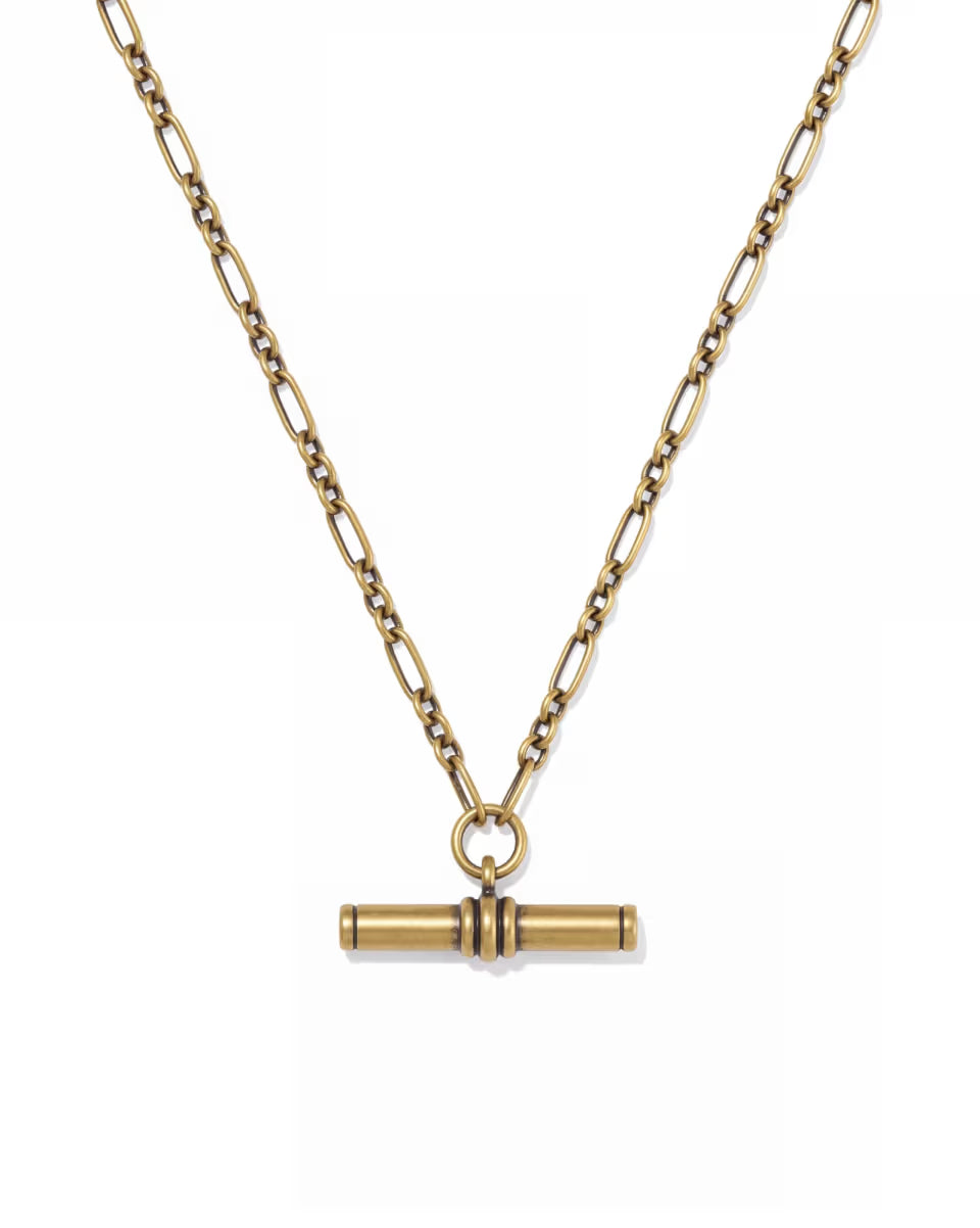 Bree Gold Metal T Bar Short Pendant Necklace