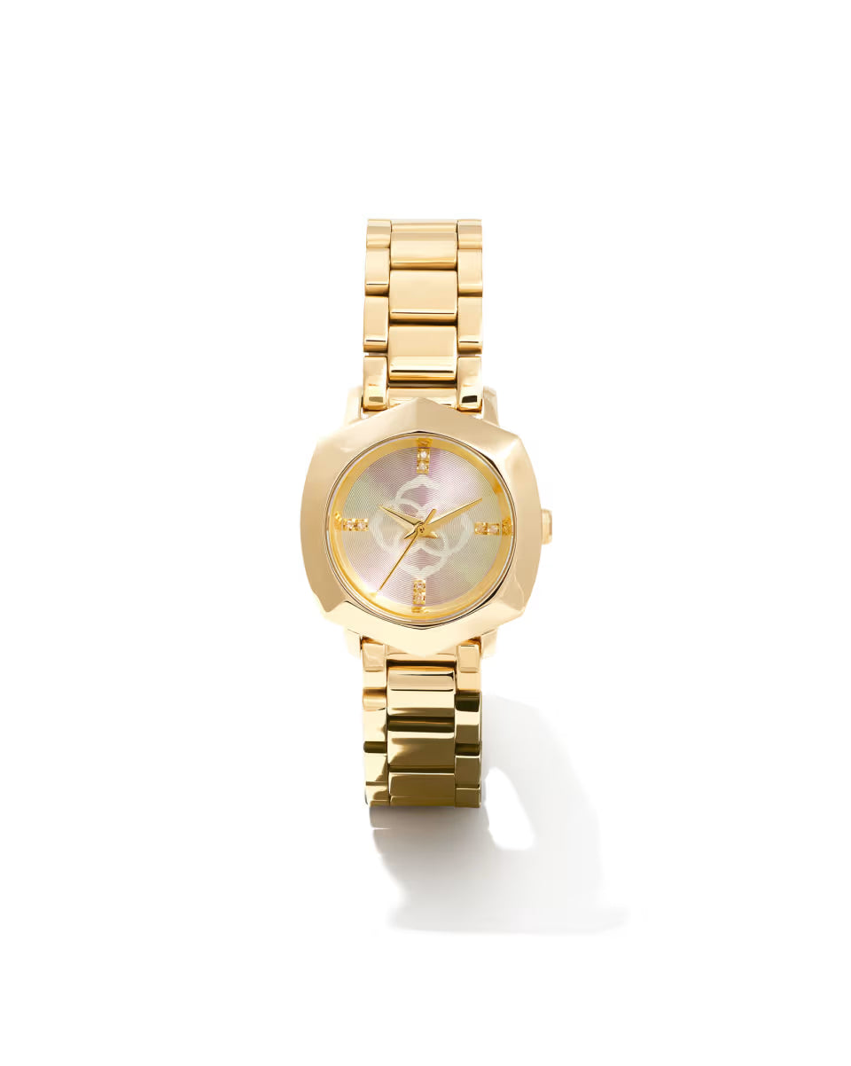 Dira Gold Tone Stainless Steel 28mm Watch in Light Iridescent Sunray