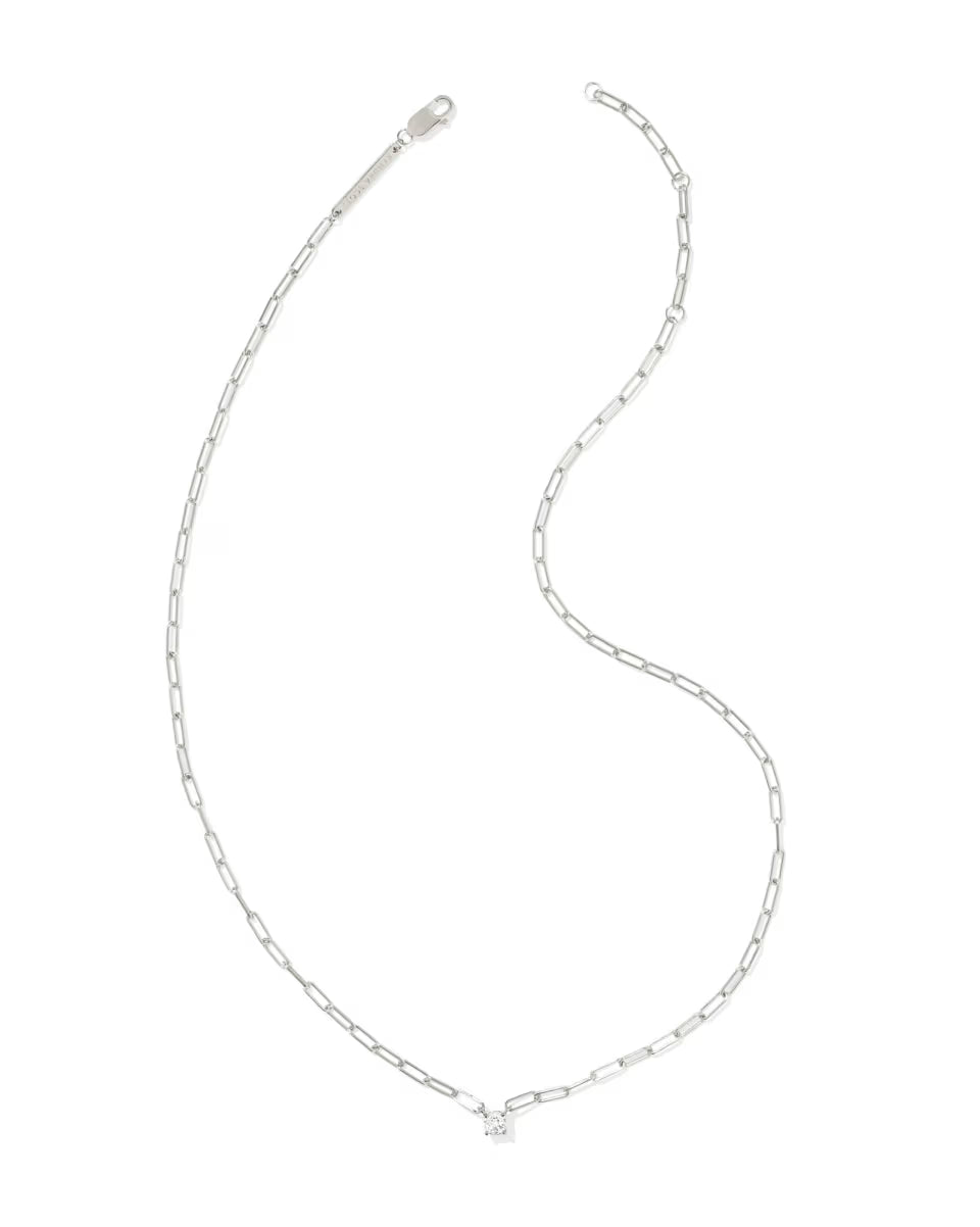 Virginia 18k Gold Vermeil Paperclip Necklace in White Topaz
