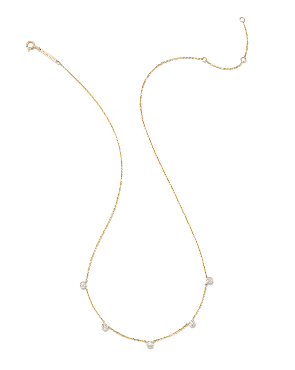 0.3 ct Audrey 14k Yellow Gold Strand Necklace in White Diamond