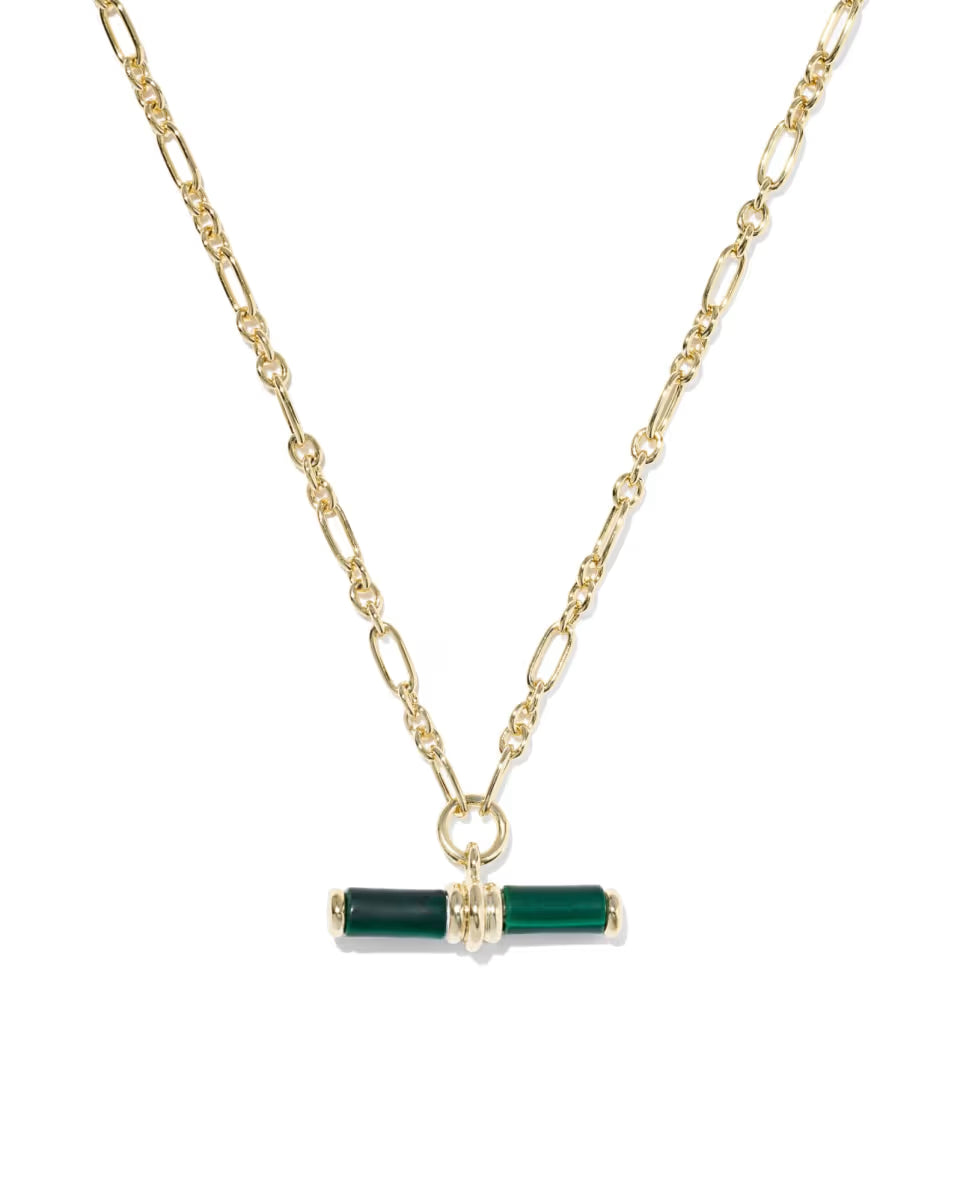 Bree Gold Beaded T Bar Short Pendant Necklace
