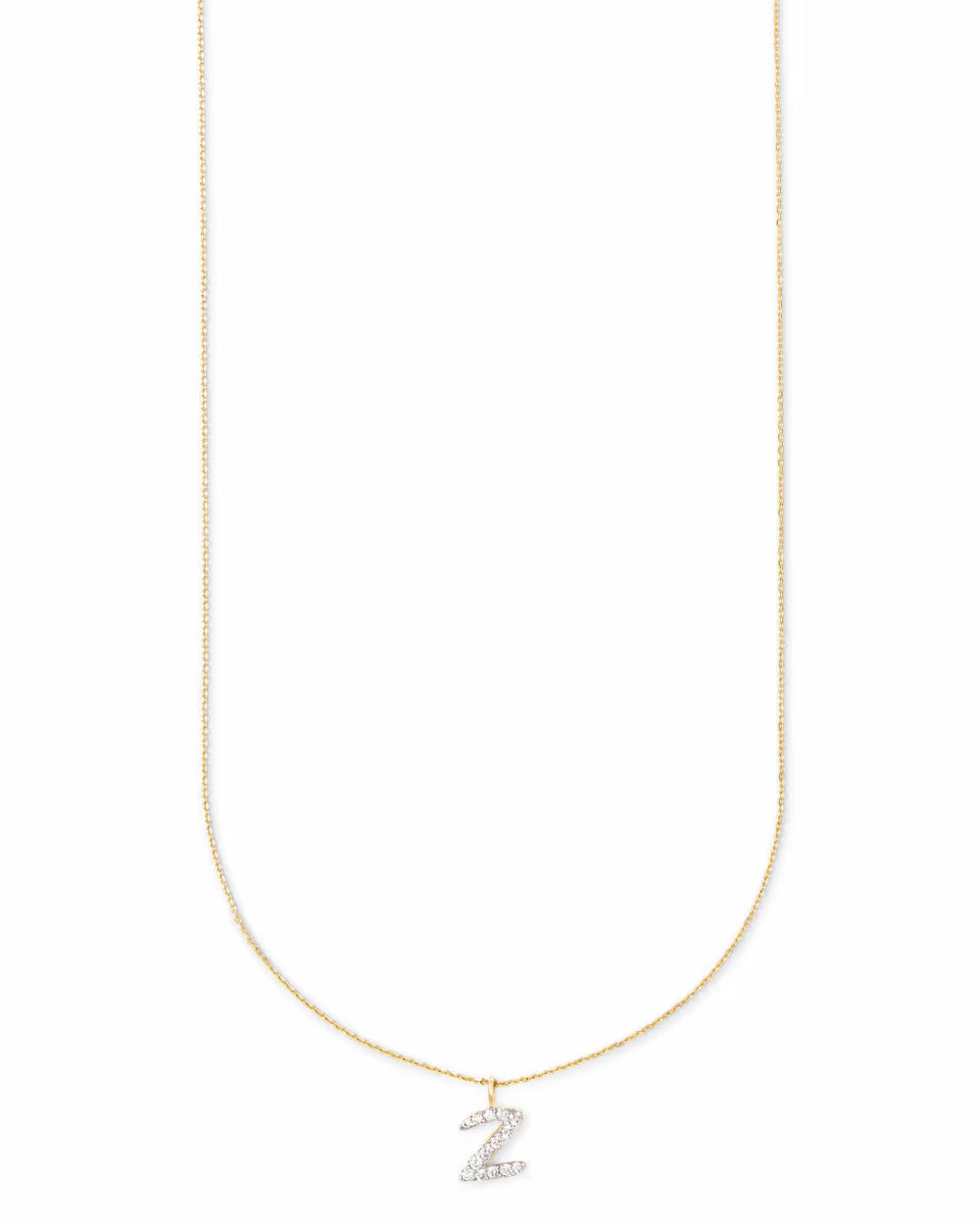 Diamond Letter H Pendant Necklace in 14k Yellow Gold