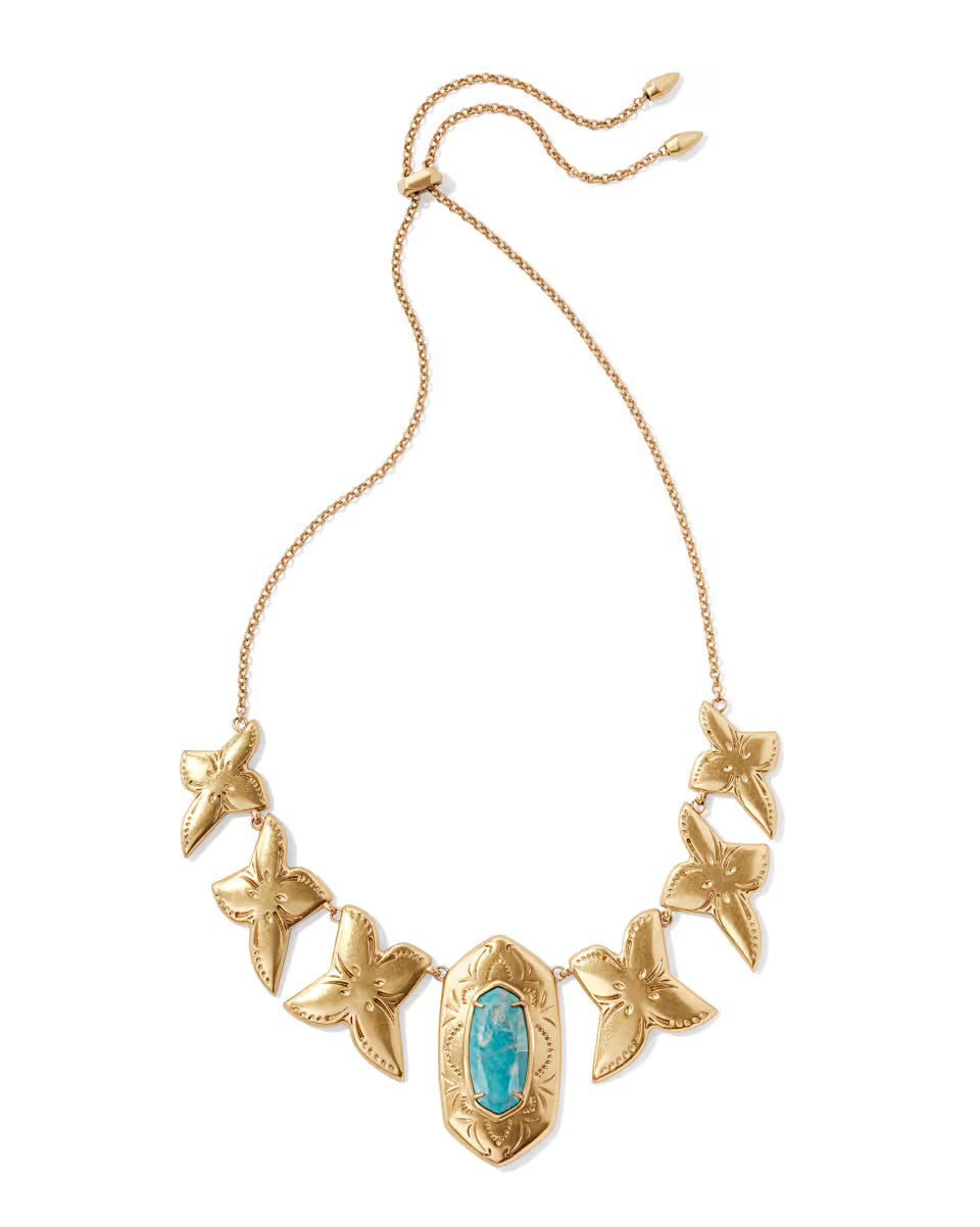 Keziah Vintage Silver Statement Necklace in Sea Green Chrysocolla