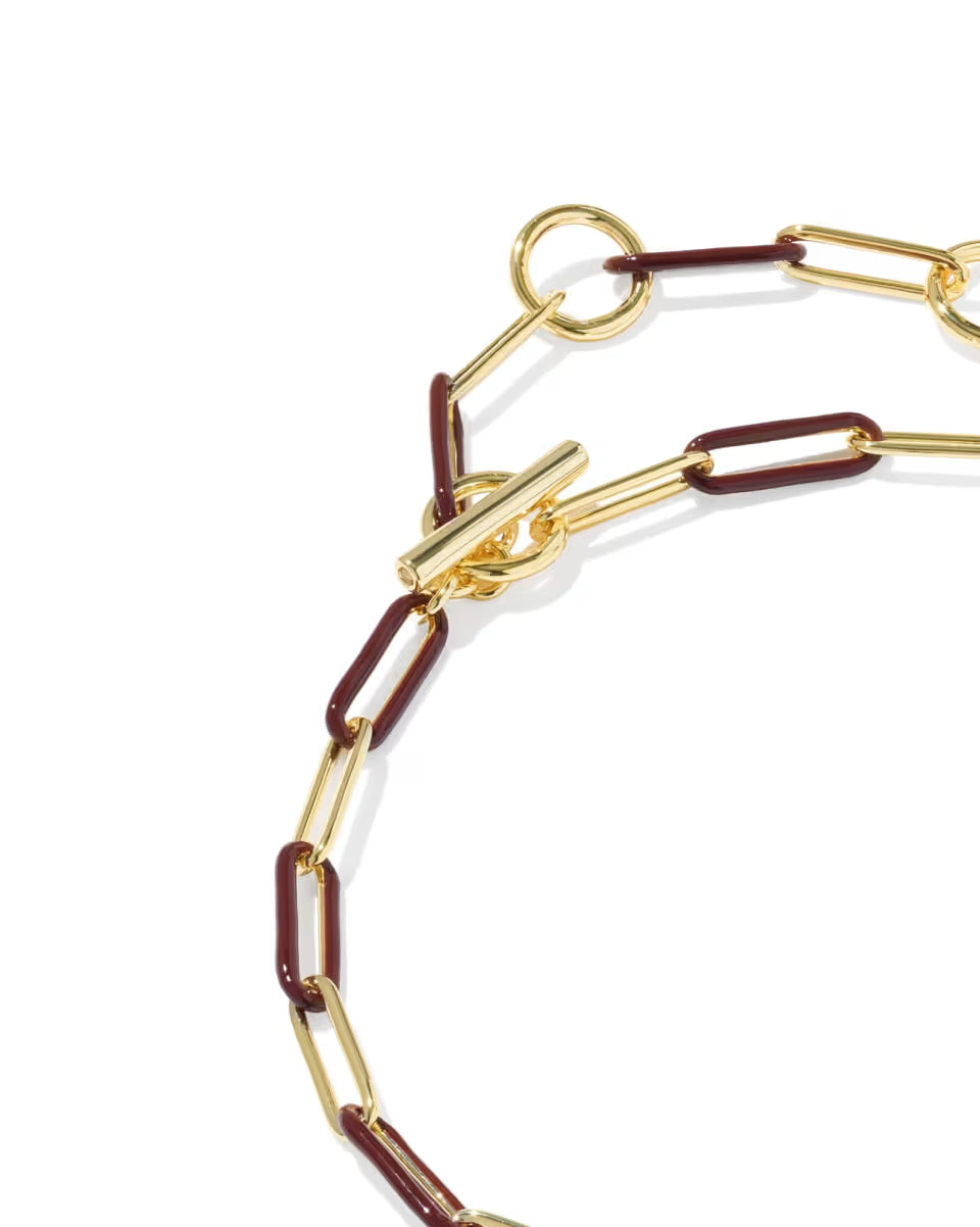 Courtney Gold Enamel Link and Chain Bracelet