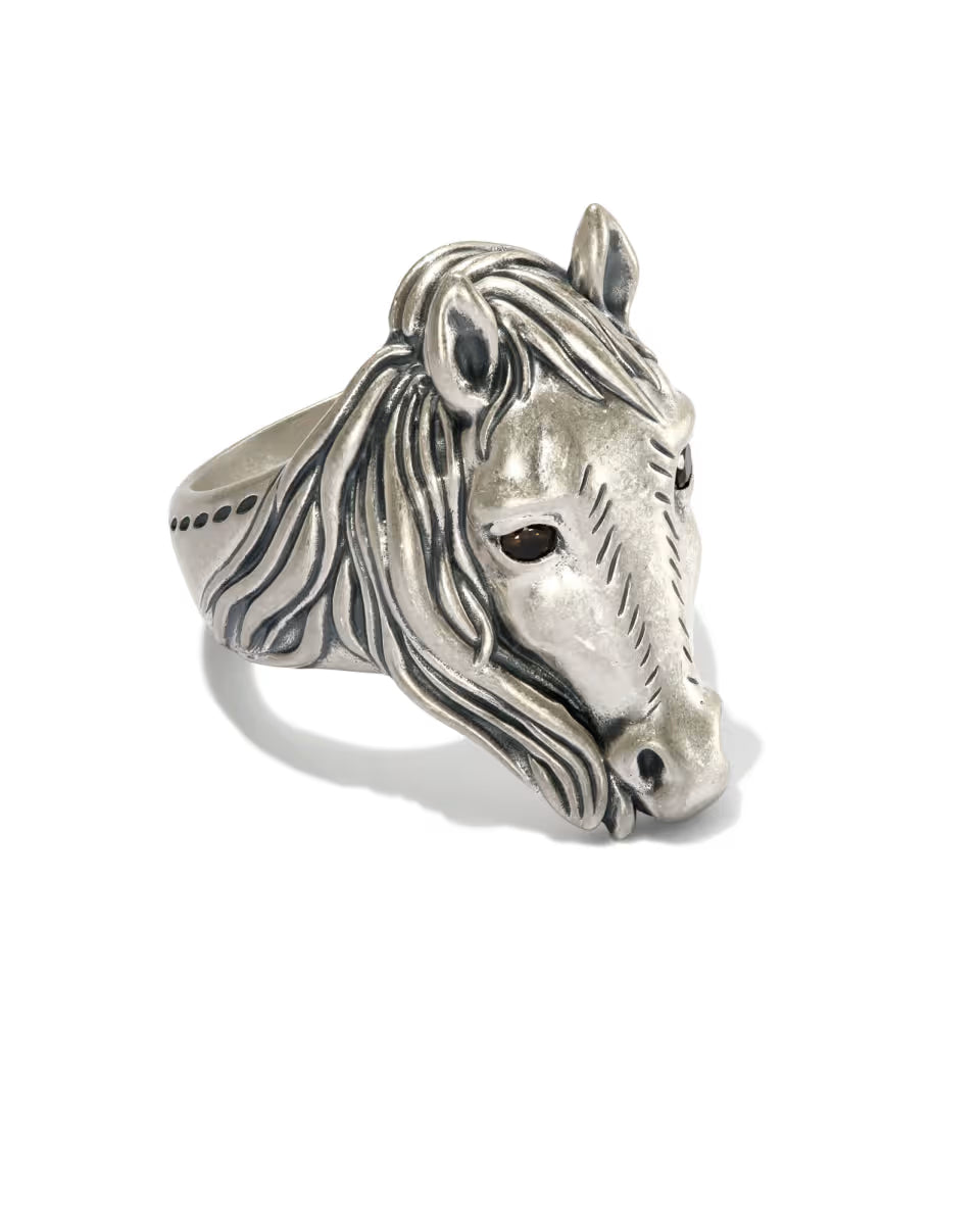 Beau Oxidized Sterling Silver Band Ring in Smoky Quartz