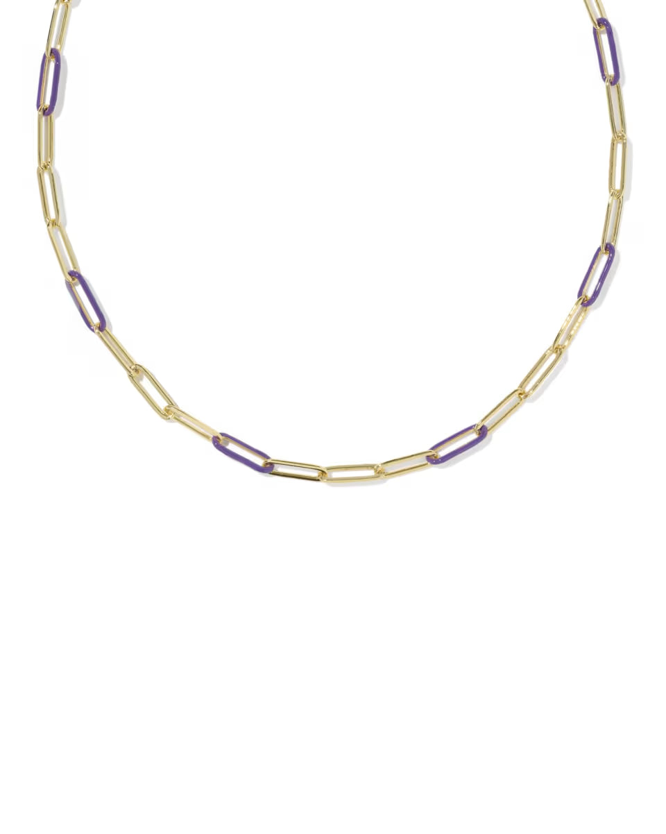 Courtney Gold Enamel Link and Chain Necklace