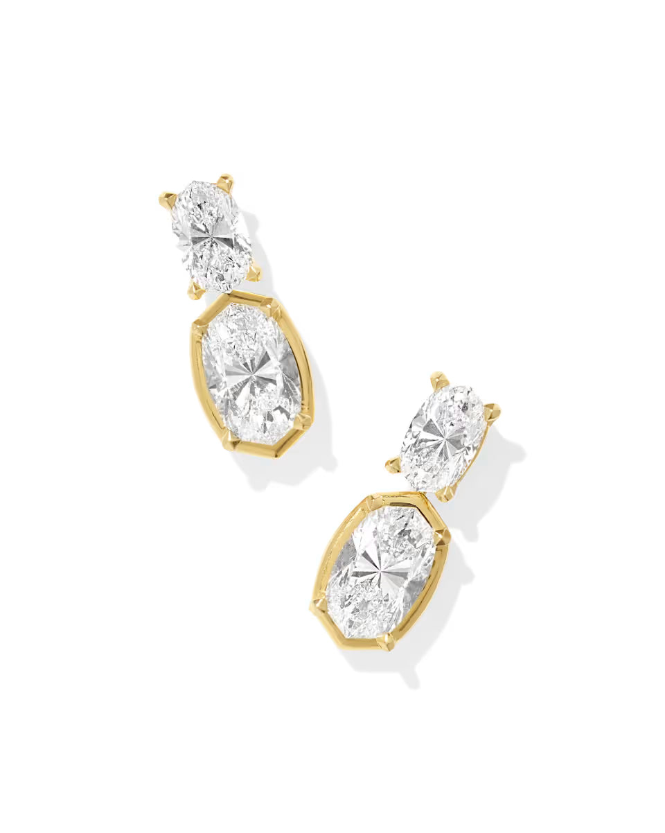 6 ct Lab Grown White Diamond Custom Elisa Drop Earrings in 14k White Gold