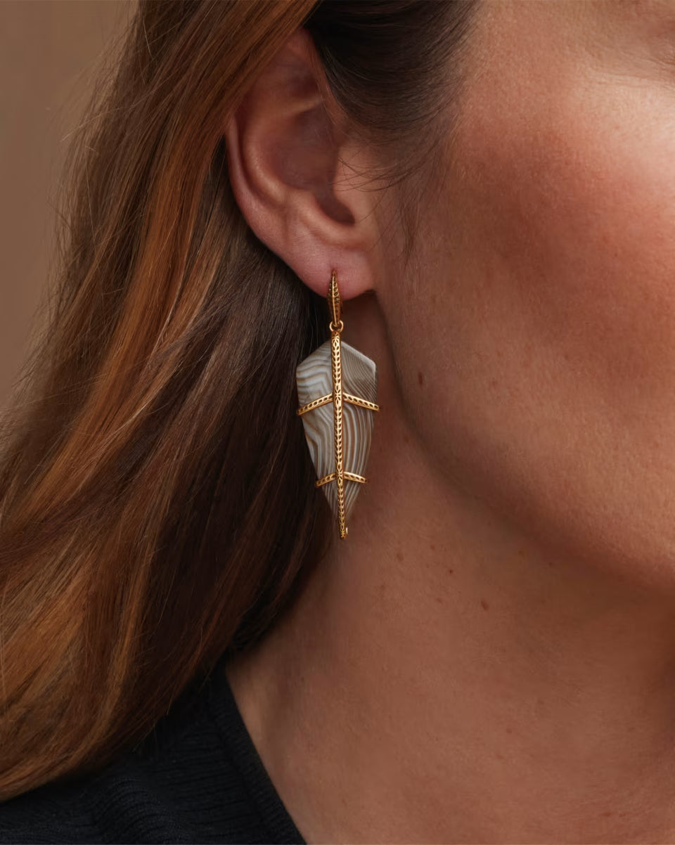 Trinity Vintage Gold Drop Earrings