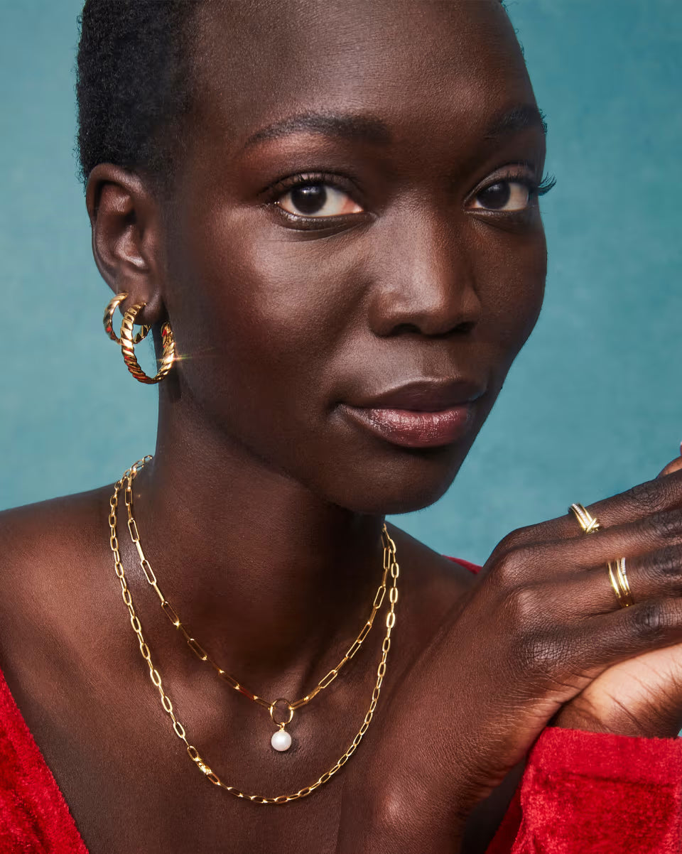Tyler Wide Small Hoop Earrings in 18k Gold Vermeil