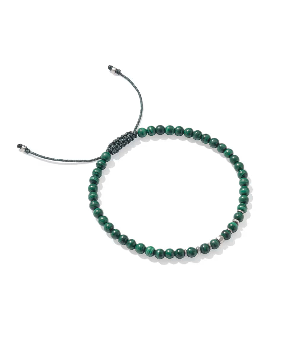 Otto Oxidized Sterling Silver Beaded Bracelet in Maroon Jade