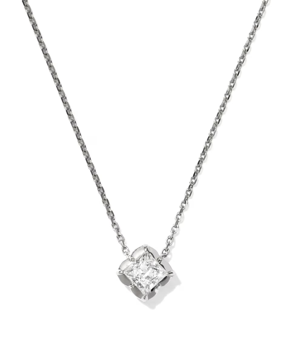 0.45 ct Lab Grown White Diamond Dira Princess 14k Yellow Gold Short Pendant Necklace