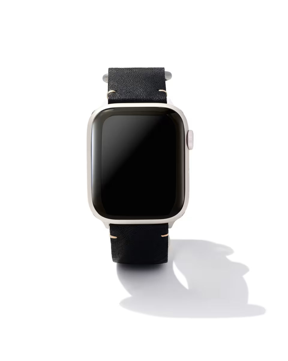 Grey Leather Watch Band in Black