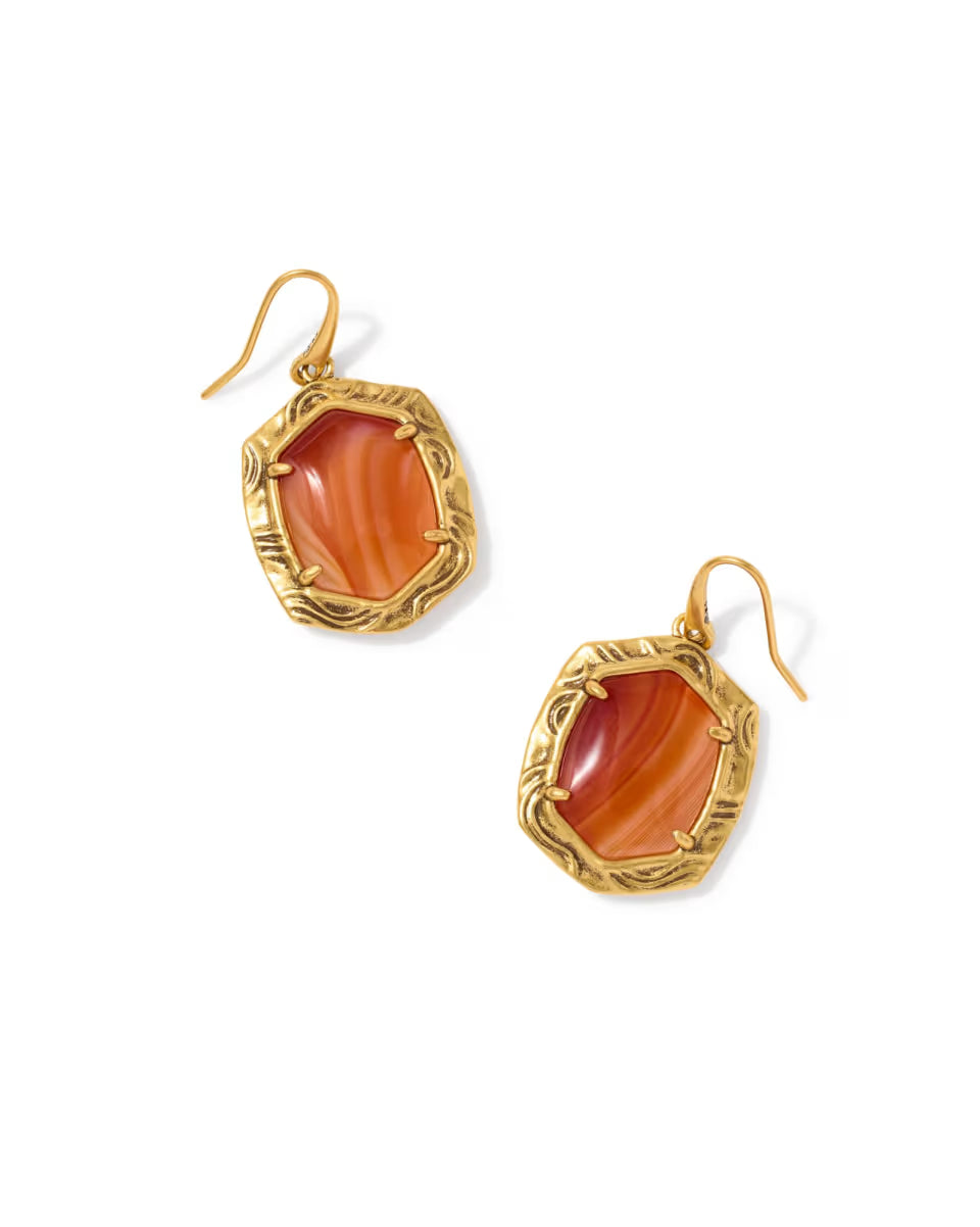 Tiger Striped Daphne Gold Drop Earrings