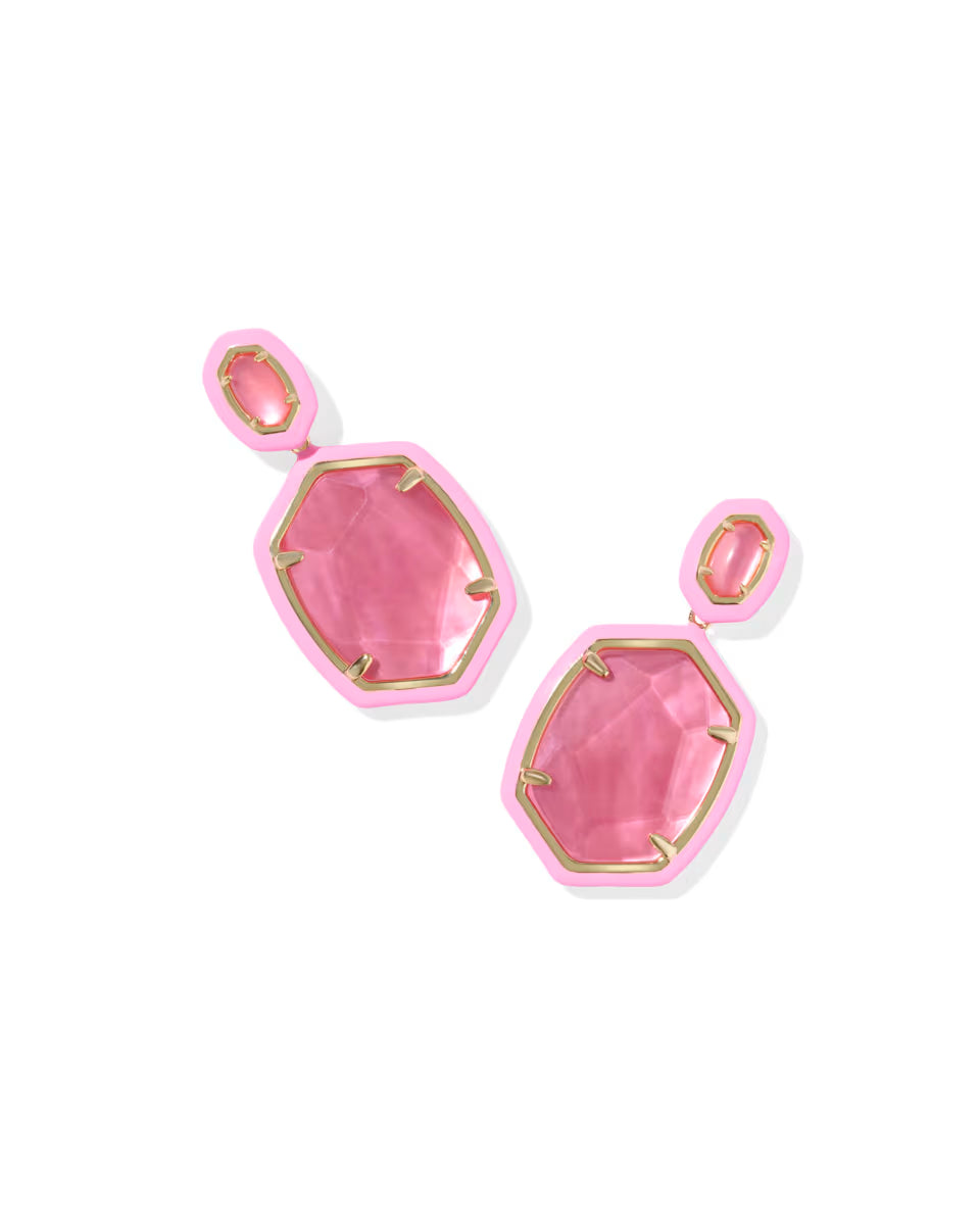 Daphne Enamel Frame Gold Drop Earrings