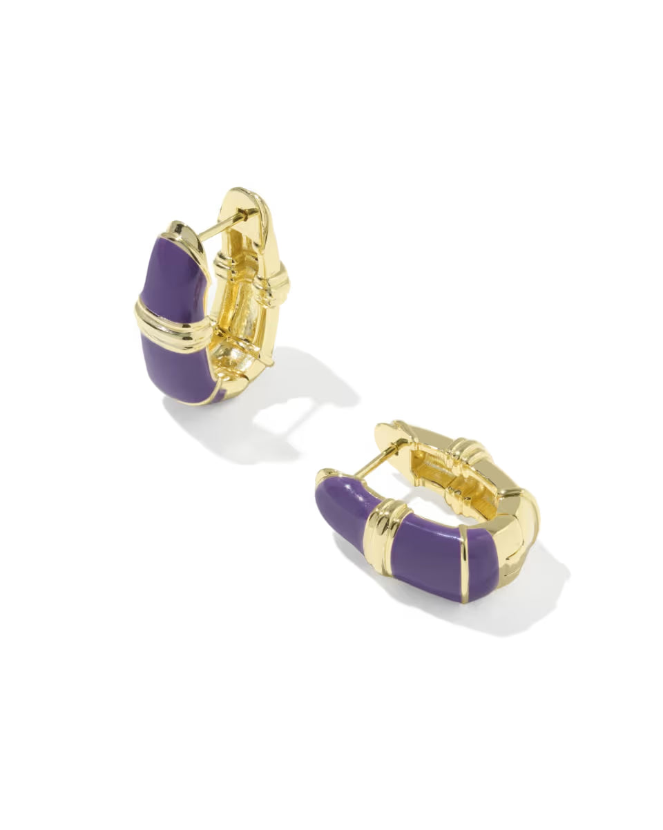 Courtney Gold Enamel Huggie Earrings