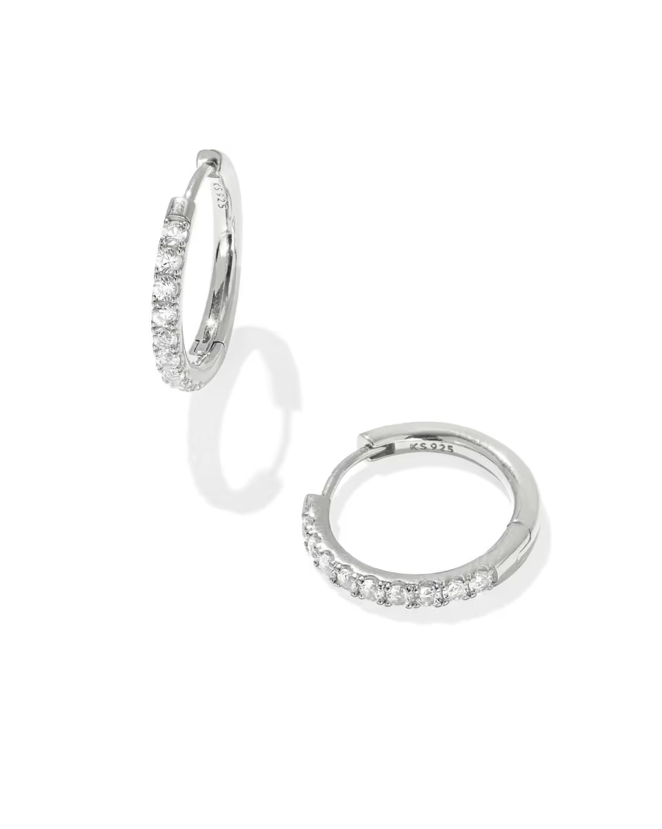 Mackenzie 18k Gold Vermeil Small Hoop Earrings in White Topaz