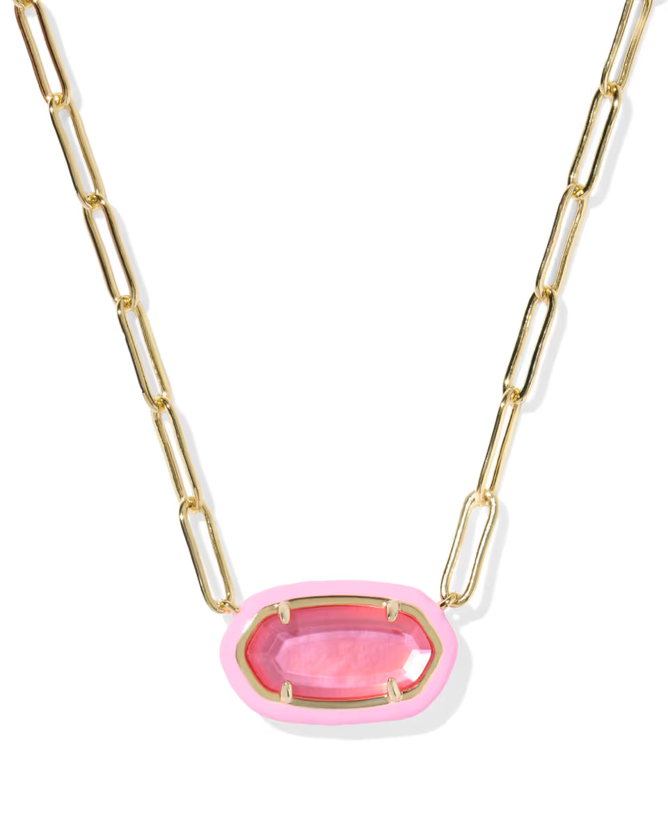 Elisa Enamel Frame Gold Paperclip Necklace