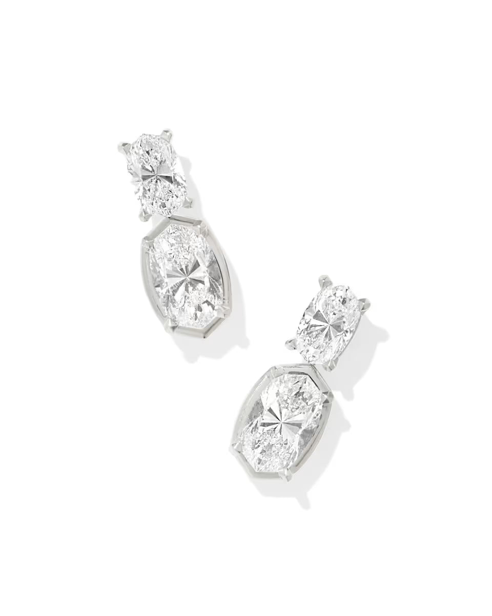 6 ct Lab Grown White Diamond Custom Elisa Drop Earrings in 14k Yellow Gold