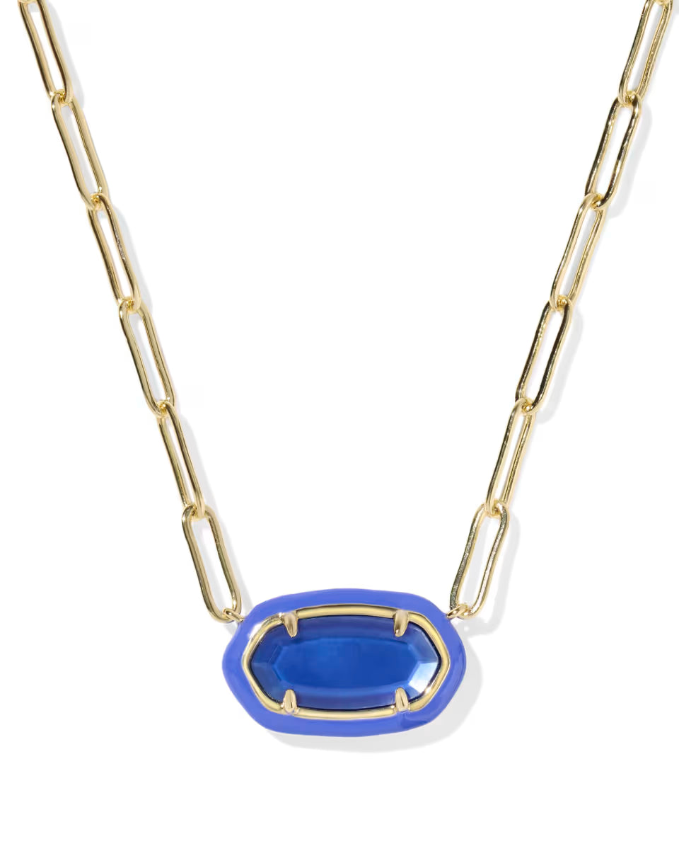 Elisa Enamel Frame Gold Paperclip Necklace