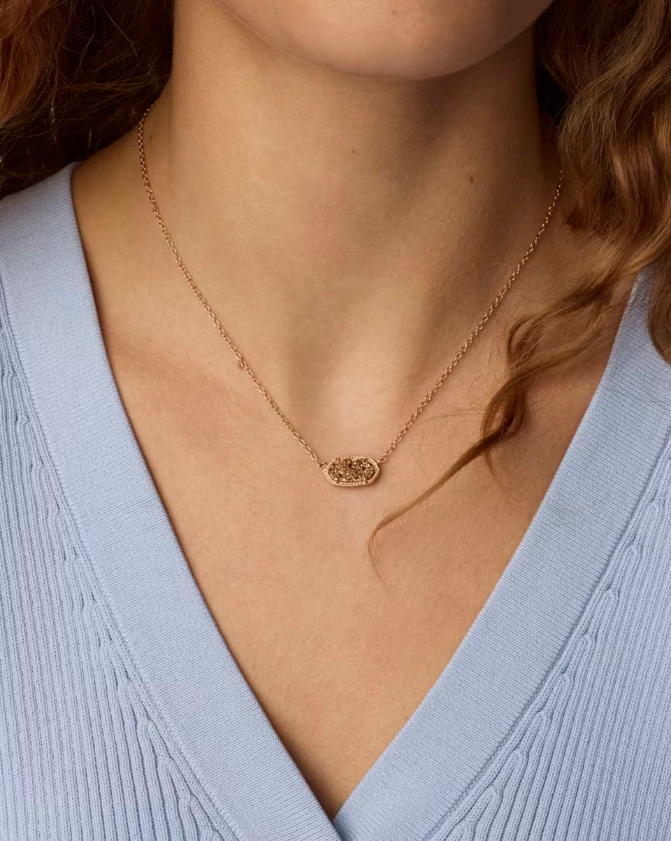 Elisa Rose Gold Pendant Necklace in Iridescent Drusy