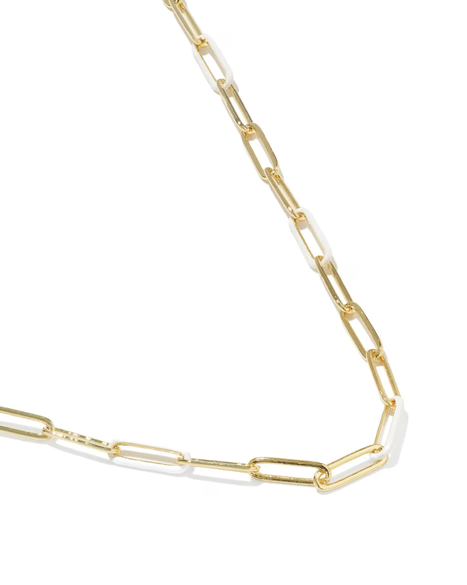 Courtney Gold Enamel Link and Chain Necklace