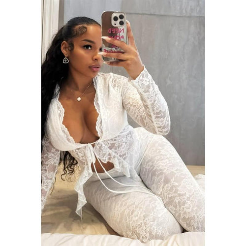 Everly Lace Top & Wide Pants SET