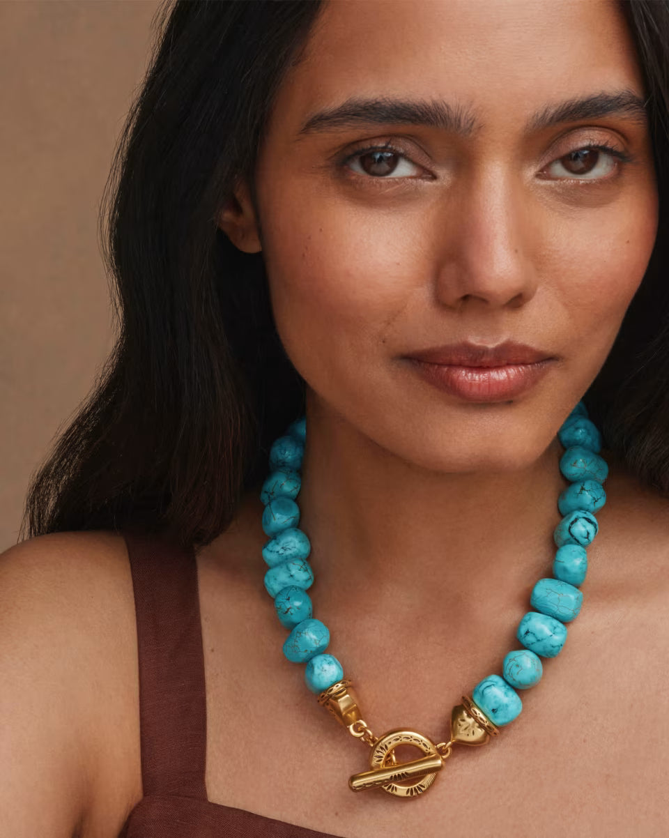 Townes Vintage Gold Beaded Collar Necklace