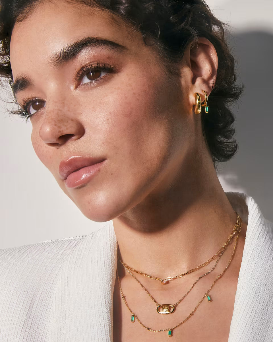 Blythe 18k Gold Vermeil Strand Necklace in Green Onyx