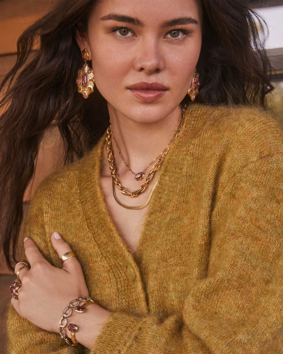 Melina Vintage Gold Link and Chain Necklace