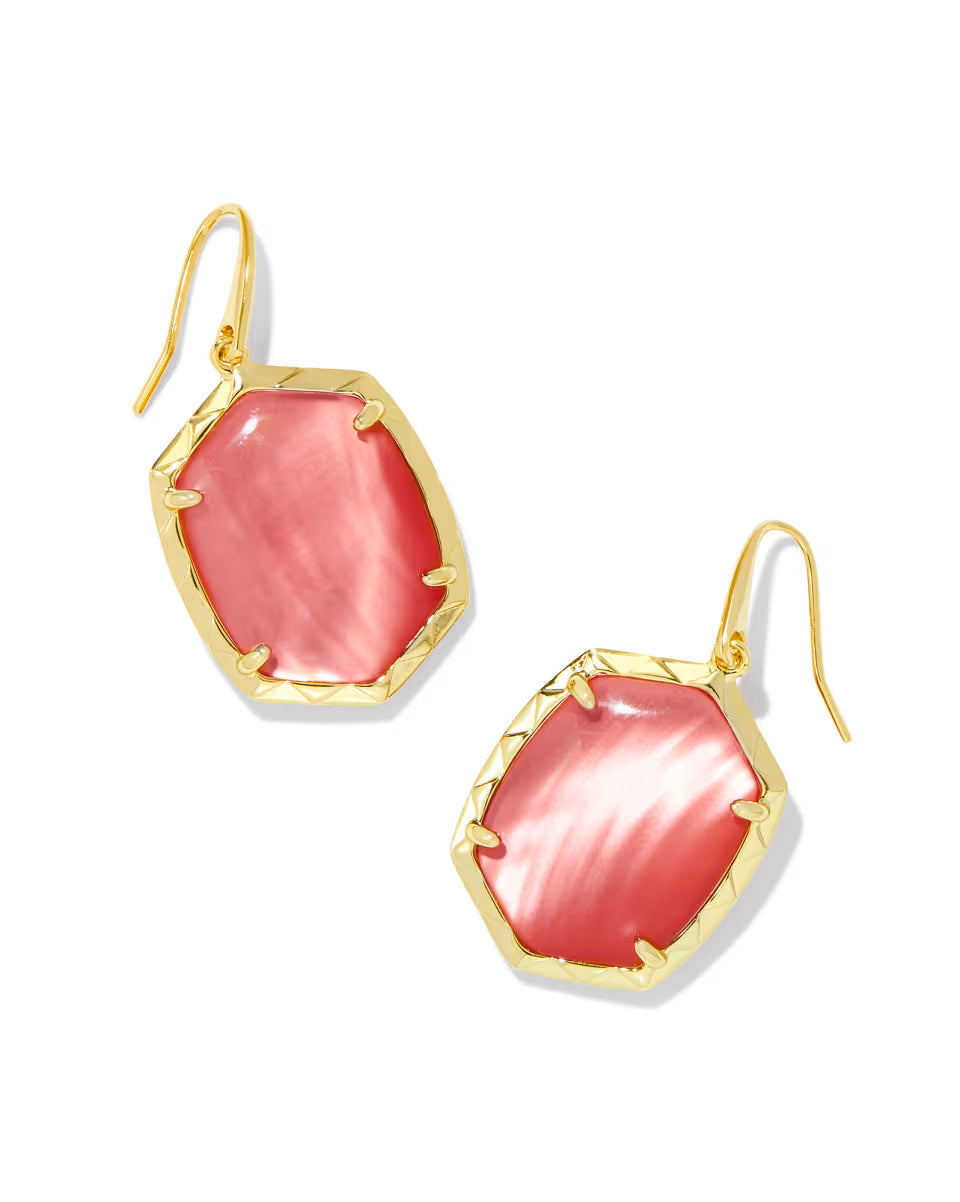 Daphne Gold Drop Earrings in Light Green Mother-of-Pearl