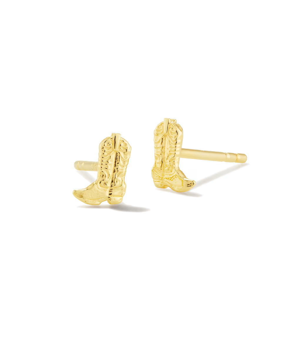Tiny Cowboy Boot Stud Earrings in 18k Yellow Gold Vermeil