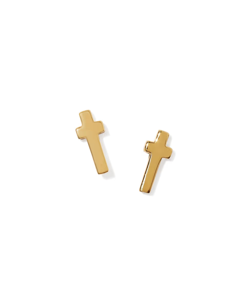 Cross 18k Gold Vermeil Stud Earrings