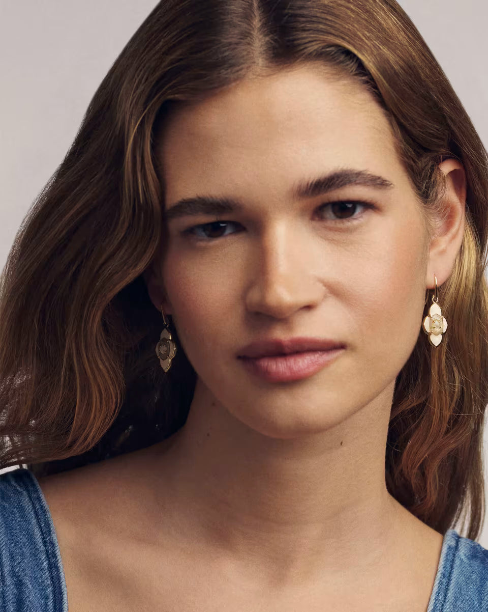 Abbie Medallion Gold Small Drop Earrings