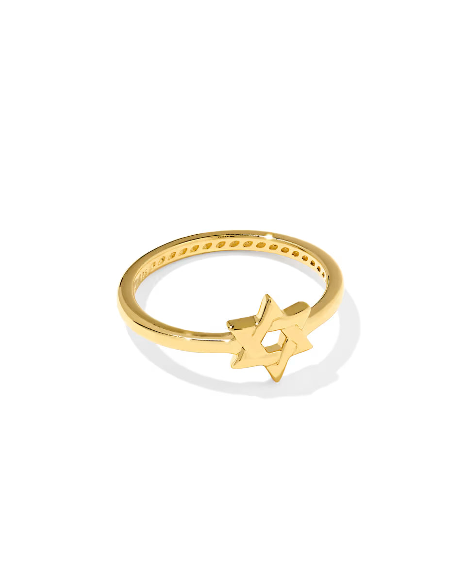 Star of David 18k Gold Vermeil Band Ring