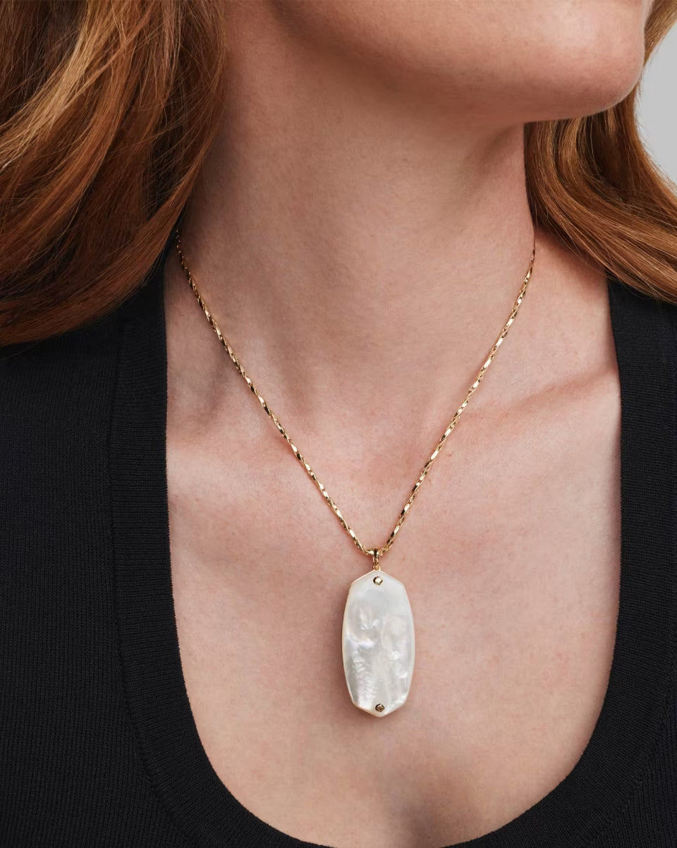 Danielle Riveted Gold Long Pendant Necklace