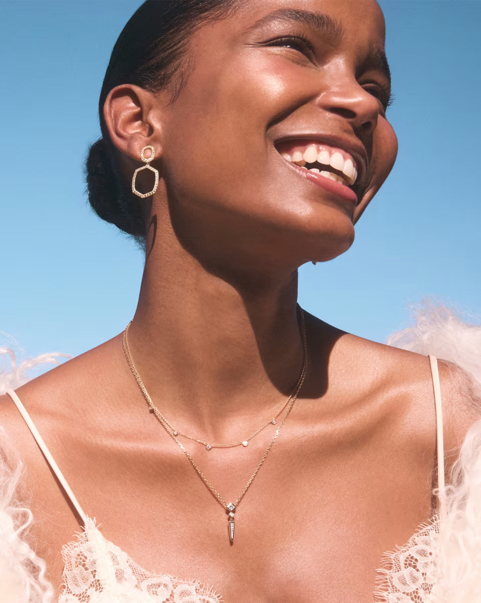 Daphne Pave Silver Open Frame Earrings