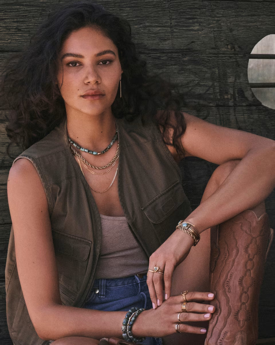 Noble Rope Link and Chain Necklace in Vintage Gold
