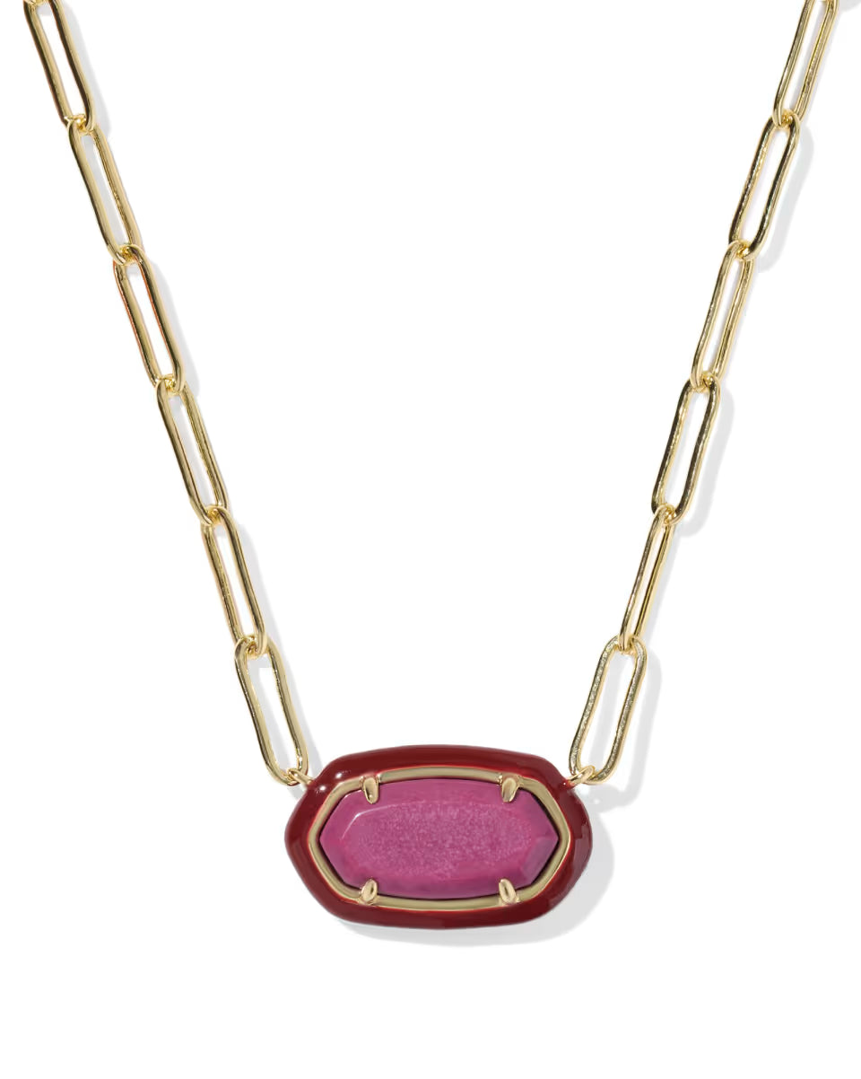 Elisa Enamel Frame Gold Paperclip Necklace
