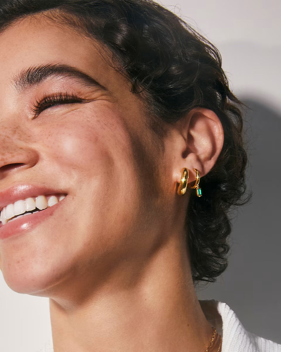 Small Bold Tube Hoop Earrings in 18k Gold Vermeil
