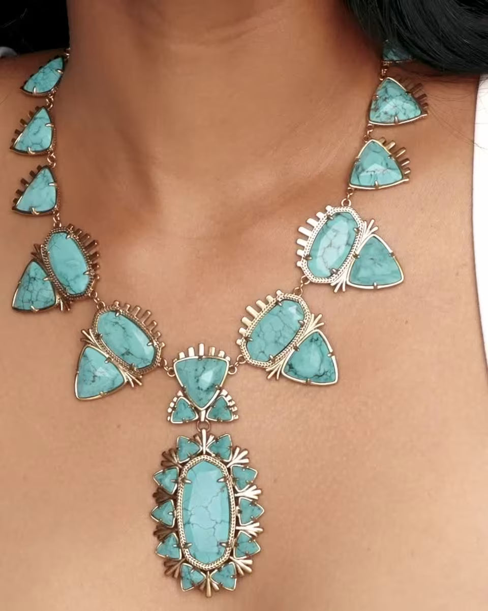 Havana Vintage Silver Statement Necklace in Variegated Turquoise Magnesite