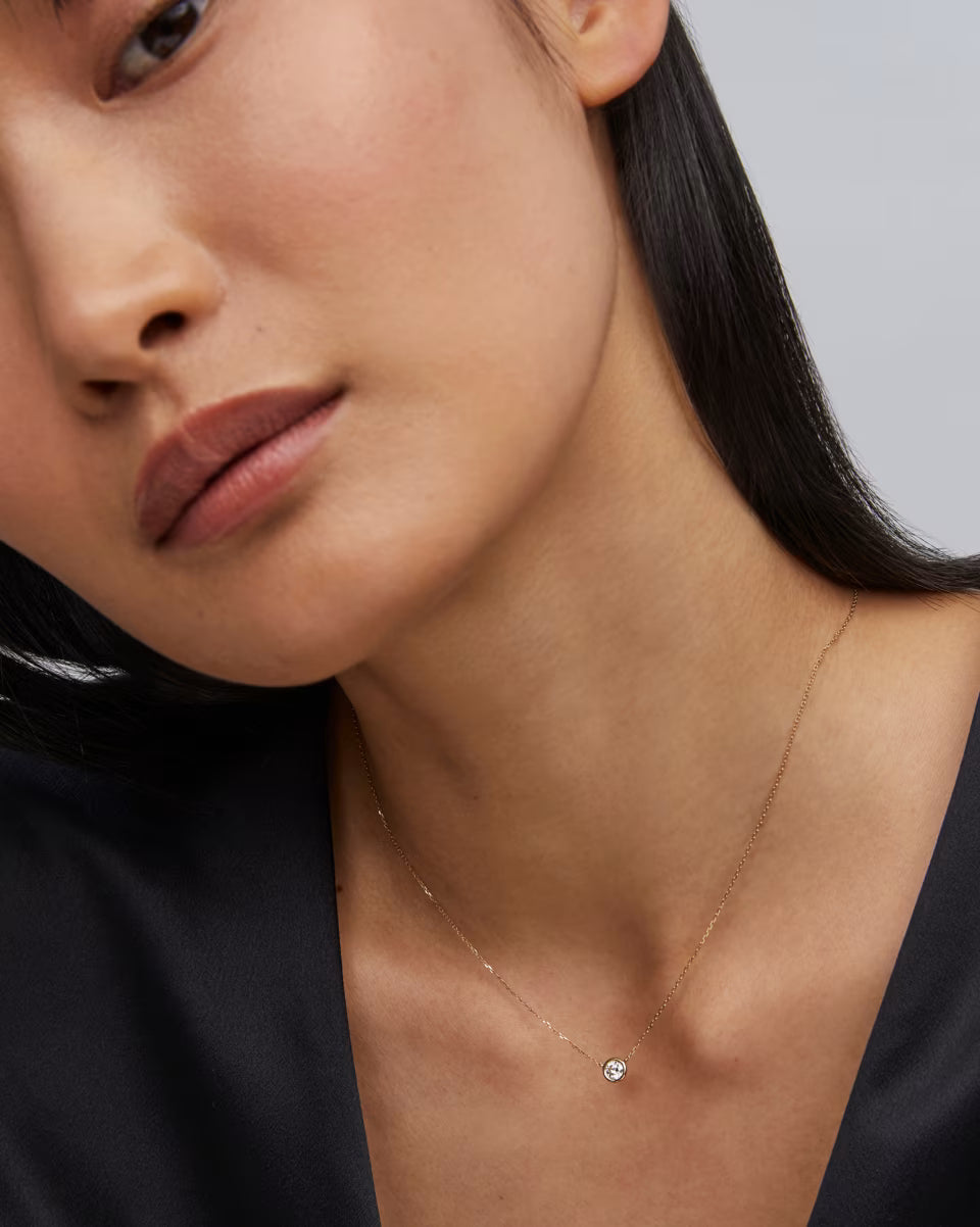 Audrey 14k Yellow Gold Pendant Necklace in White Diamond, 0.07ct