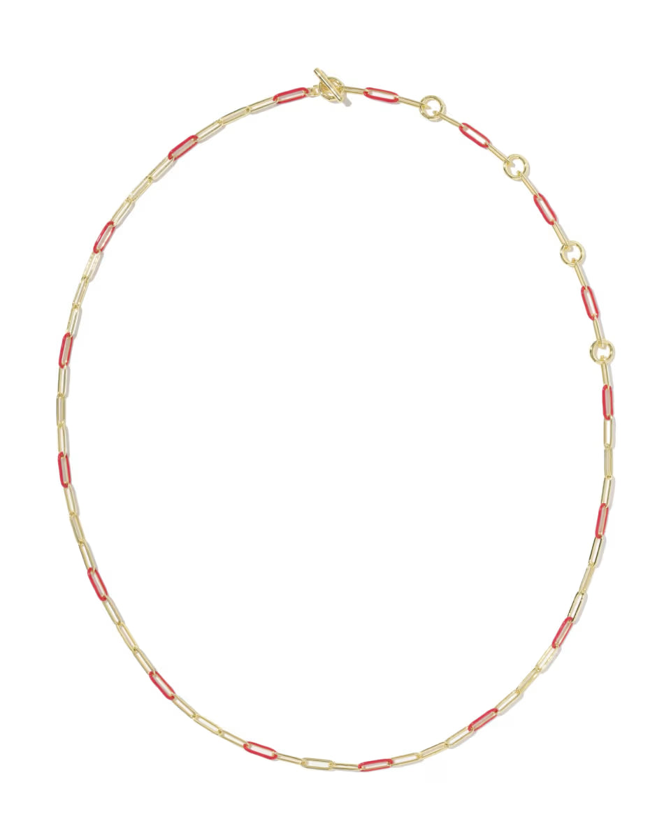 Courtney Gold Enamel Link and Chain Necklace