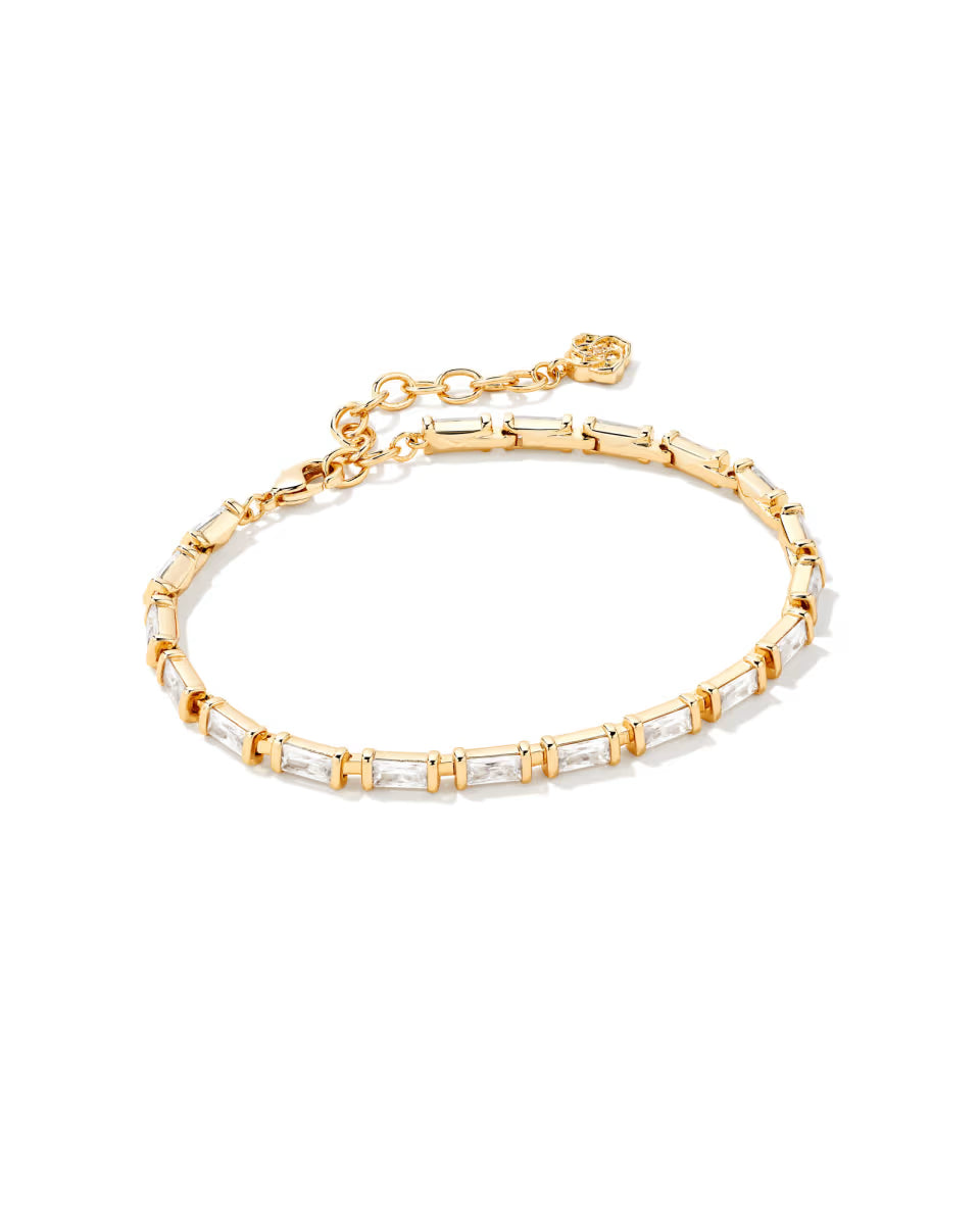Juliette Gold Delicate Chain Bracelet in White CZ